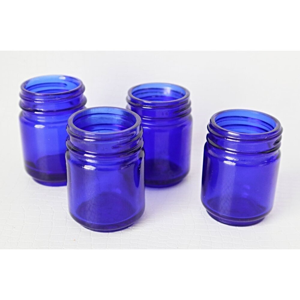 4 Vintage Vicks Vaporub Cobalt Blue Jars